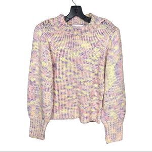 All in Favor Sweater Crew Neck Long Sleeve Pink Purple Yellow Medium Juniors